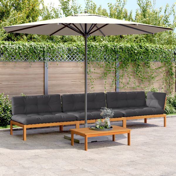 vidaXL 4 Piece Garden Pallet Sofa Set with Cushions Solid Wood Acacia