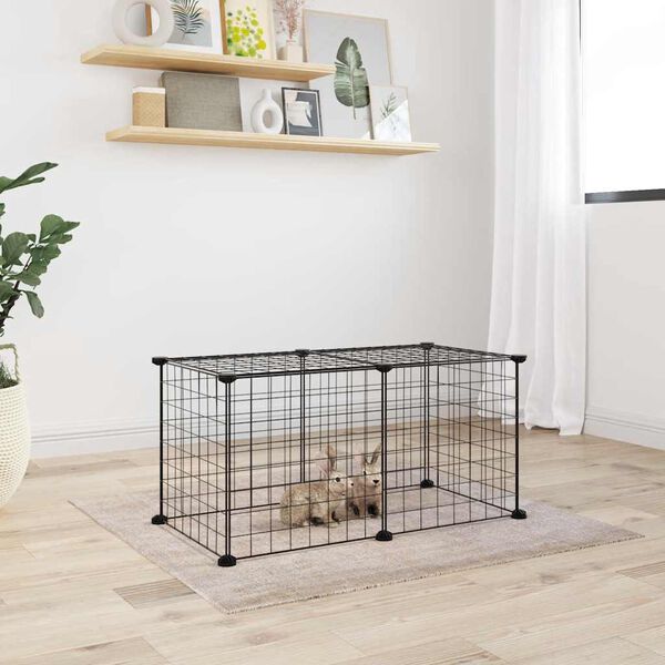 vidaXL 8-Panel Pet Cage Black 35x35 cm Steel