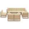 vidaXL 10 Piece Garden Lounge Set&Cushions Honey Brown Solid Pinewood
