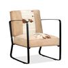 vidaXL Lounge Chair Cream Genuine Goatskin and Canvas
