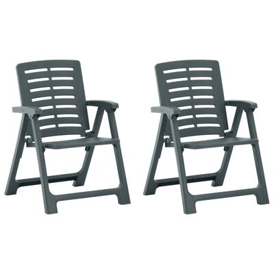 vidaXL Garden Chairs 2 pcs Plastic Green