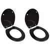 vidaXL Toilet Seats with Lids 2 pcs MDF Black
