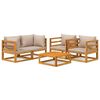 vidaXL 5 Piece Garden Lounge Set with Taupe Cushions Solid Wood