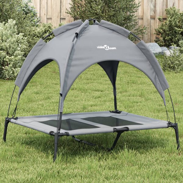 vidaXL Dog Bed with Canopy Anthracite Oxford Fabric and Steel