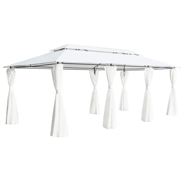 vidaXL Gazebo with Curtains 600x298x270 cm White 180g/m²