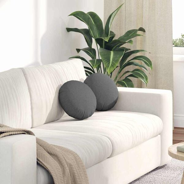 vidaXL Seat Cushions 2 pcs Dark Grey &Oslash;30 x 13 cm Fabric