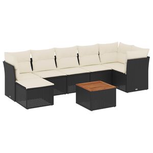 vidaXL 8 Piece Garden Sofa Set with Cushions Black Poly Rattan