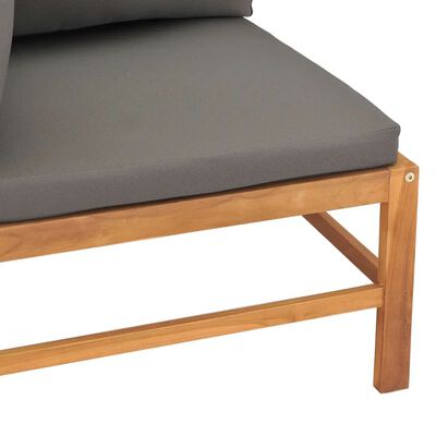 vidaXL 2-Seater Garden Sofa with Grey Cushions Solid Wood Teak