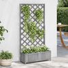 vidaXL Planter with Trellis Grey Solid Wood Fir
