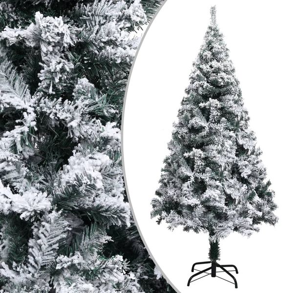 vidaXL Artificial Pre-lit Christmas Tree with Flocked Snow Green 120 cm