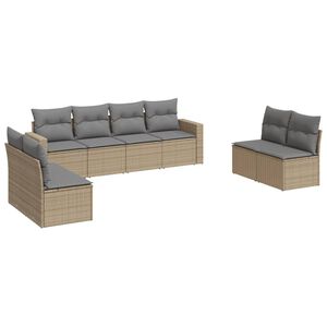 vidaXL 8 Piece Garden Sofa Set with Cushions Beige Poly Rattan