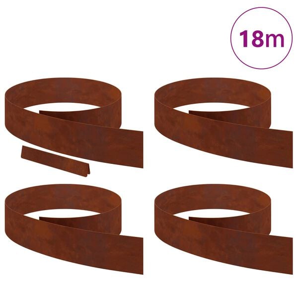 vidaXL Lawn Edging Rusty 450 x 0.05 x 15 cm Weathering Steel