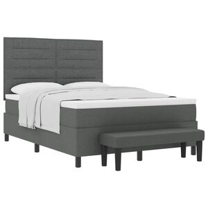 vidaXL Box Spring Bed with Headboard Dark Grey 137 x 190 cm Fabric
