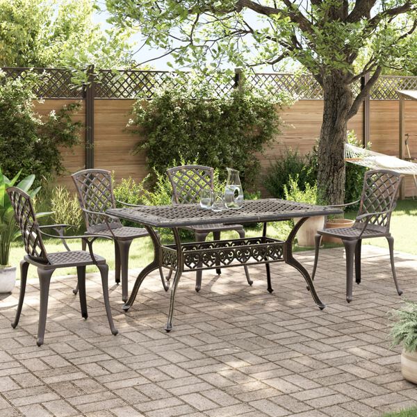 vidaXL 5 Piece Garden Dining Set Bronze Cast Aluminium