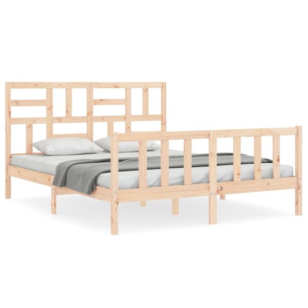 vidaXL Bed Frame without Mattress King Size Solid Wood Pine