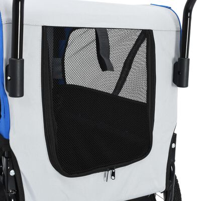 vidaXL 2-in-1 Pet Bike Trailer & Jogging Stroller Grey and Blue