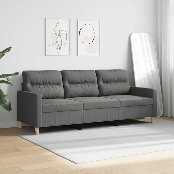 vidaXL 3-Seater Sofa Dark Grey 180 cm Fabric