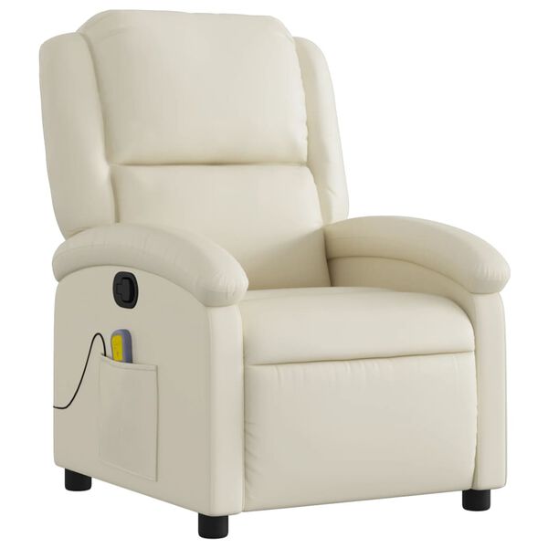 vidaXL Massage Recliner Chair Cream Faux Leather