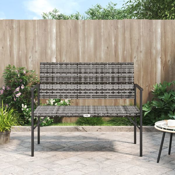 vidaXL 2-Seater Garden Bench Grey Poly Rattan