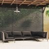 vidaXL 6 Piece Garden Lounge Set with Cushions Poly Rattan Dark Grey