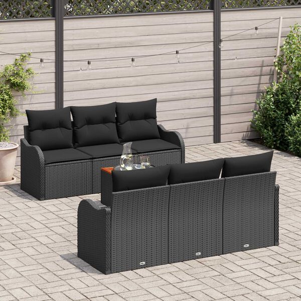 vidaXL Garden Sofa Set 7 pcs Black