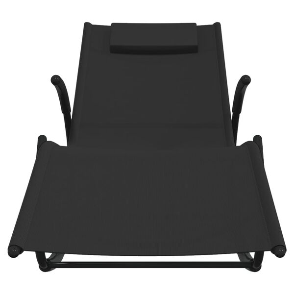 vidaXL Rocking Sun Loungers 2 pcs Black Steel and Textilene