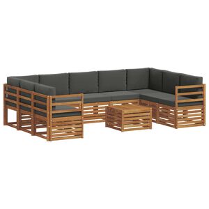 vidaXL Outdoor Sofa Set 10 pcs Natural and Anthracite