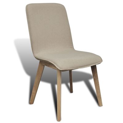 Oak Indoor Fabric Dining Chair Set 6 pcs Beige