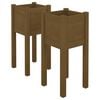 vidaXL Planter | Set of 2 | Honey brown | Solid pinewood | Medium | Planters