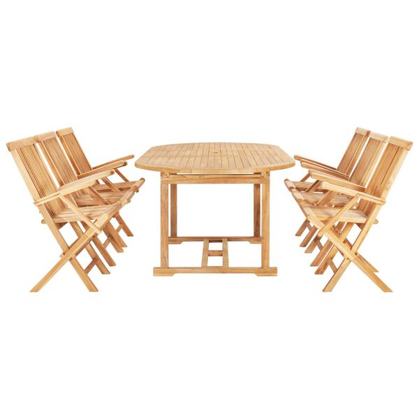 vidaXL 7 Piece Outdoor Dining Set 150-200x100x75 cm Solid Teak Wood