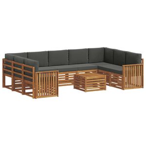 vidaXL Outdoor Sofa Set 10 pcs Natural and Anthracite