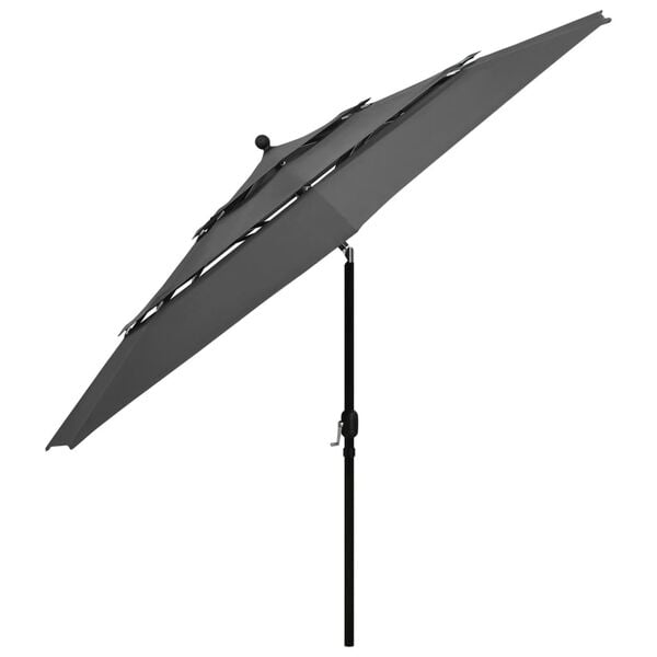 vidaXL 3-Tier Garden Parasol with Aluminium Pole Anthracite 3.5 m