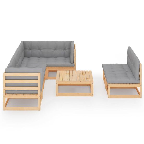 vidaXL 8 Piece Garden Lounge Set with Cushions Solid Pinewood