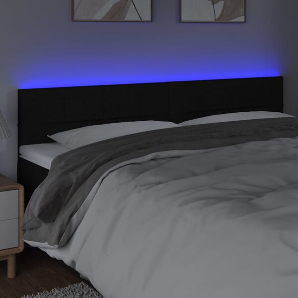vidaXL LED Headboard Black 160x5x78/88 cm Fabric