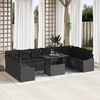 vidaXL Garden Sofa Set 11 pcs Black Poly Rattan & Powder-Coated Steel