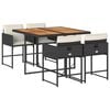 vidaXL 5 Piece Garden Dining Set with Cushions Black Poly Rattan