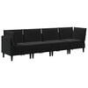 vidaXL Living Room Furniture Set with Cushion 4 pcs Black Velvet