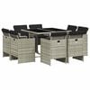 vidaXL 9 Piece Garden Dining Set with Cushions Light Grey Poly Rattan