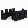 vidaXL 9 Piece Garden Dining Set with Cushions Black