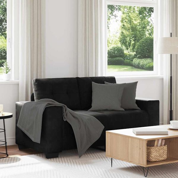 vidaXL Loveseat Sofa Black 160x77x82 cm Velvet