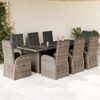 vidaXL 9 Piece Garden Dining Set with Cushions Grey Poly Rattan