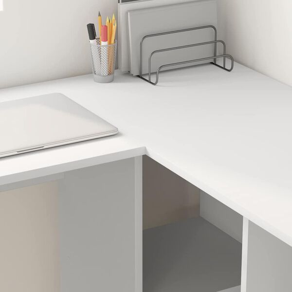 vidaXL Desk with Shelf White 142 x 102 x 73 cm Engineered wood