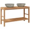 vidaXL Vanity Cabinet | Warm Teak | Solid Teak, Riverstone | 132 cm | Durable