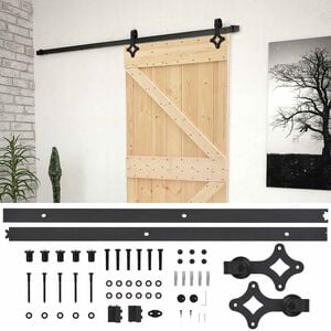 vidaXL Sliding Door 100 x 210 cm Solid Pine Wood Natural and Black