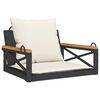 vidaXL Swing Bench with Cushions Black 63x62x40 cm Poly Rattan
