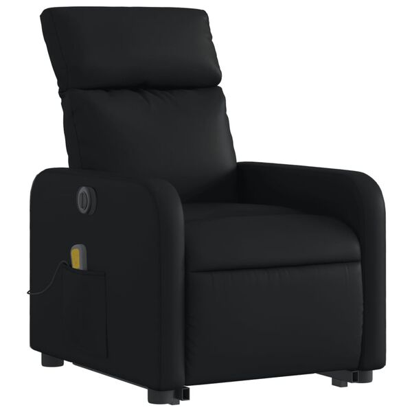 vidaXL Electric Stand up Massage Recliner Chair Black Faux Leather