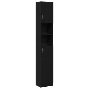 vidaXL Bathroom Cabinet Black Oak 32x25.5x190 cm Engineered Wood