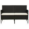 vidaXL 3-Seater Garden Sofa with Cushion Black Poly Rattan