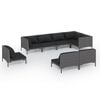vidaXL 8 Piece Garden Lounge Set with Cushions Poly Rattan Dark Grey