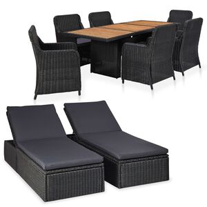 vidaXL 9 Piece Outdoor Dining Set Poly Rattan Black